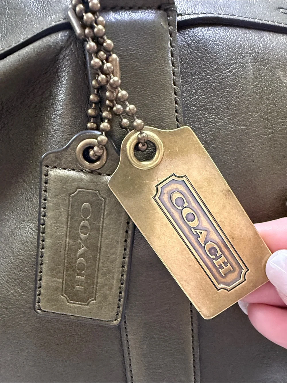 Coach Bleecker Legacy Weekend Large Leather Tote in Olive Green - Picture 9 of 15